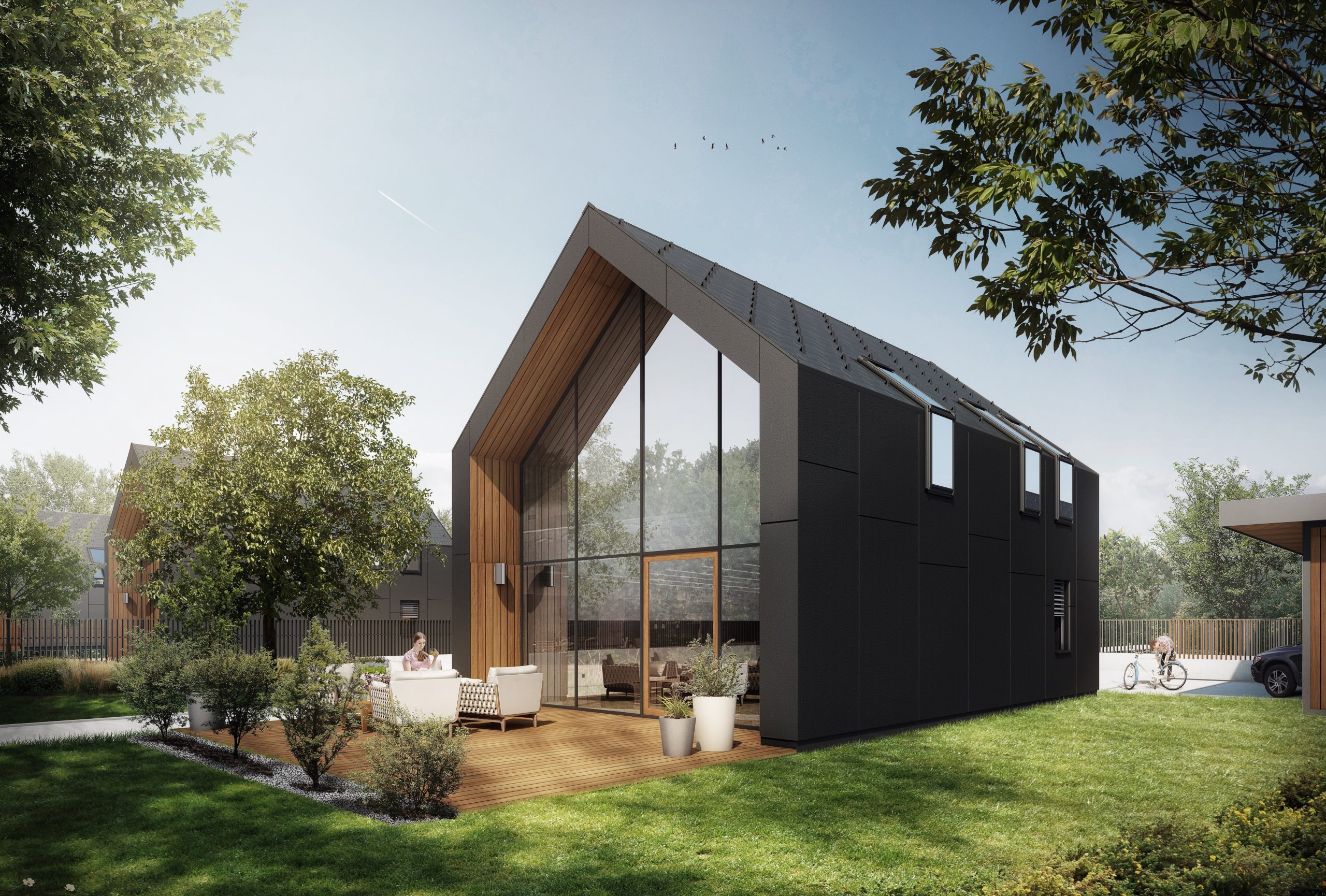 Casa X con facciata scura