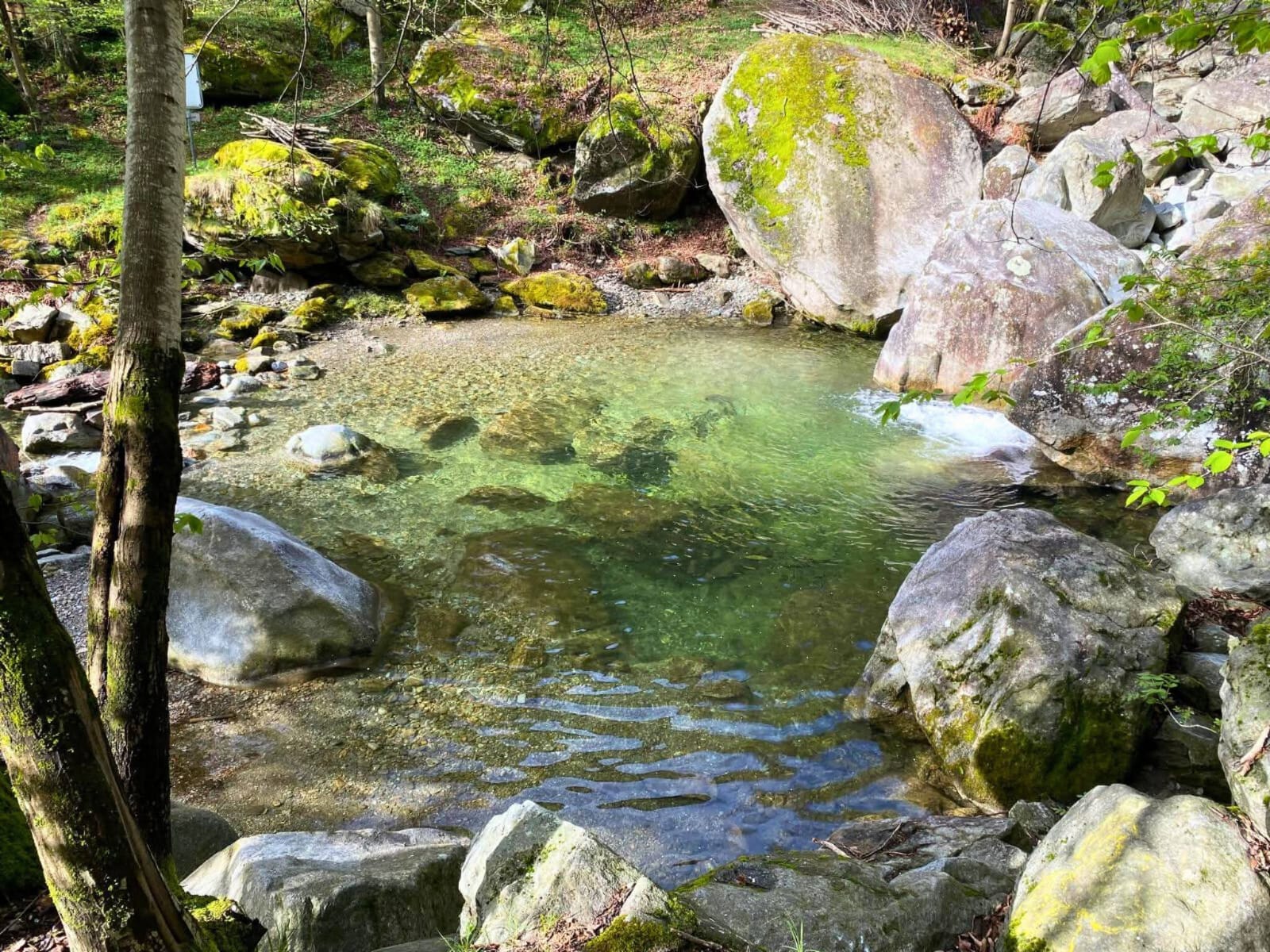 La pozza naturale nel fiume confinante con la proprietà